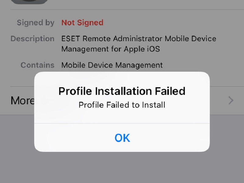 Lỗi Profile Installation Failed